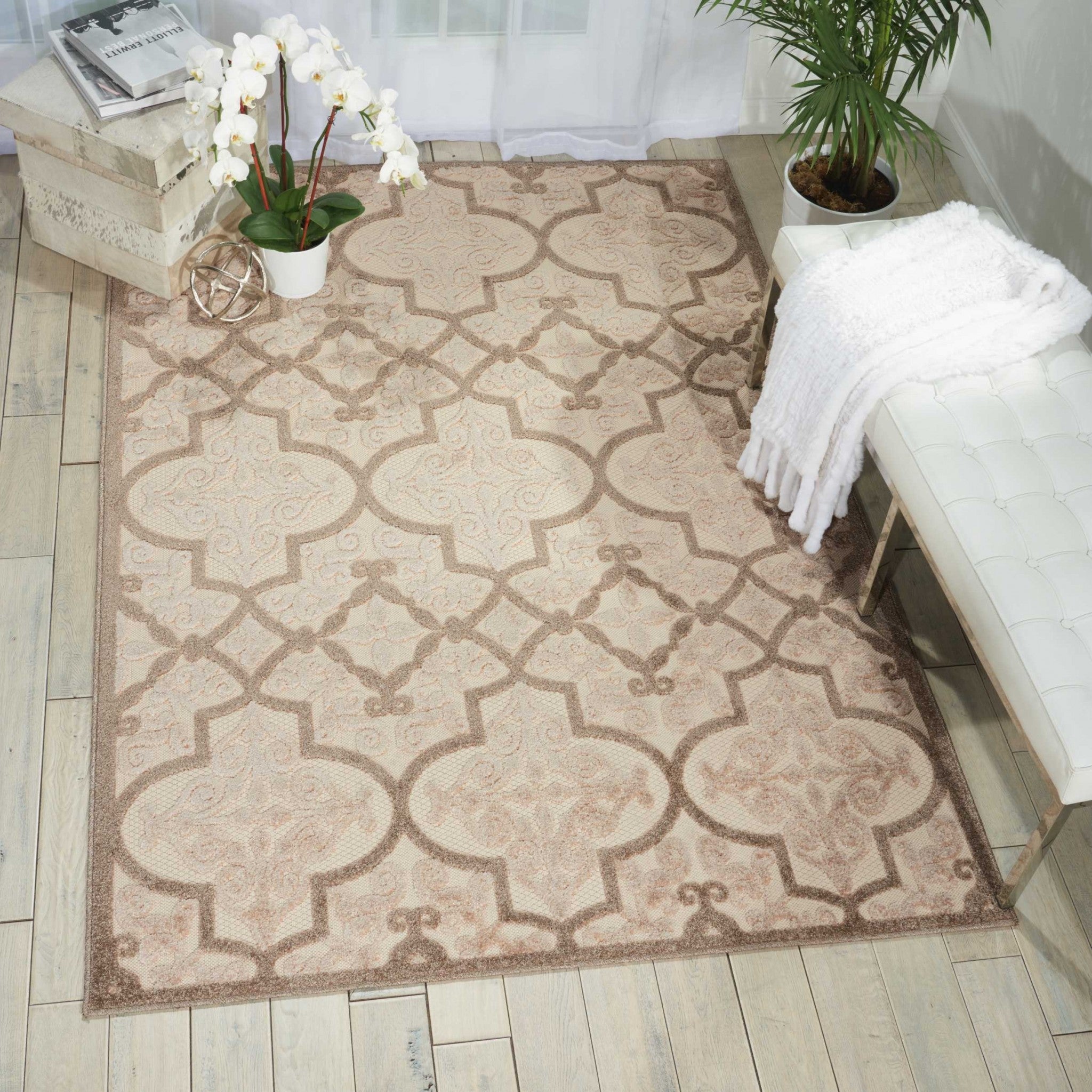 4' X 6' Cream Moroccan Indoor Outdoor Area Rug