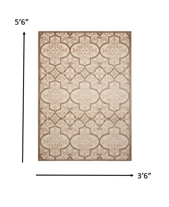 4' X 6' Cream Moroccan Indoor Outdoor Area Rug