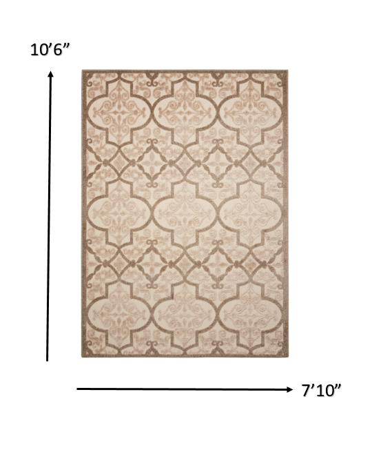 8' X 11' Cream Moroccan Indoor Outdoor Area Rug