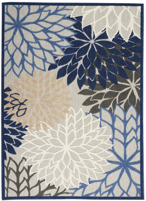 5' X 8' Blue And Gray Indoor Outdoor Area Rug