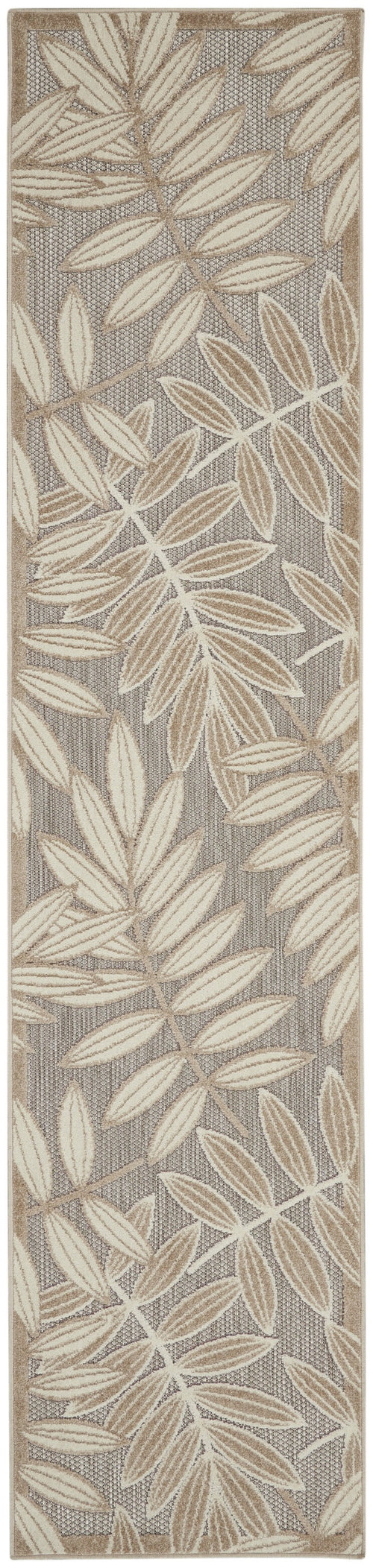 2' X 10' Gray And Ivory Floral Indoor Outdoor Area Rug