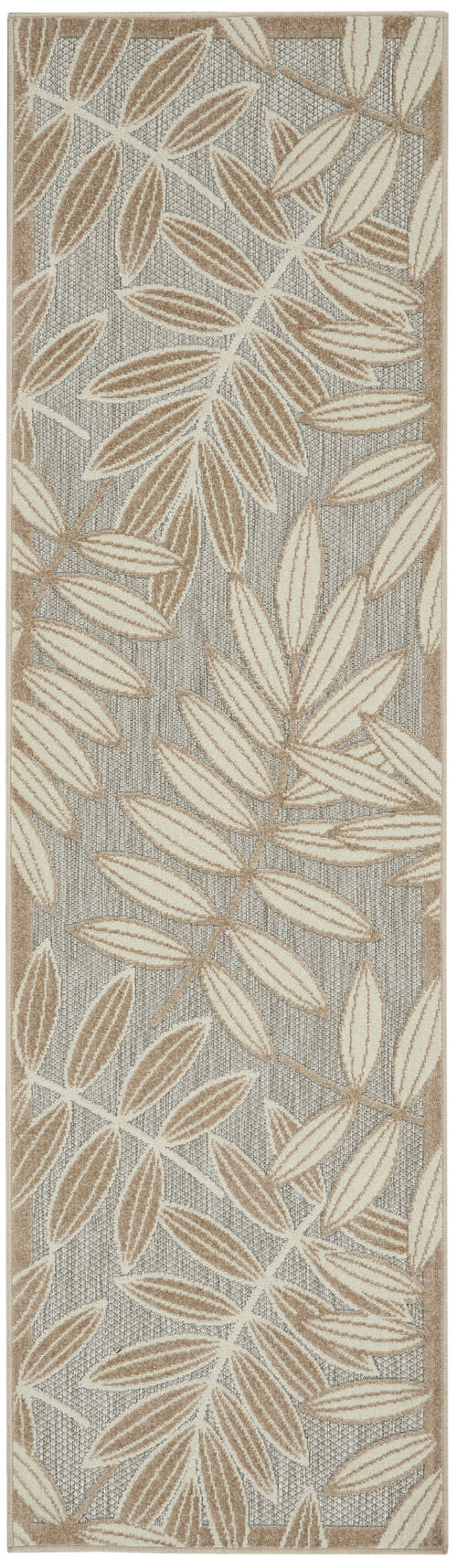 2' X 8' Gray And Ivory Floral Indoor Outdoor Area Rug