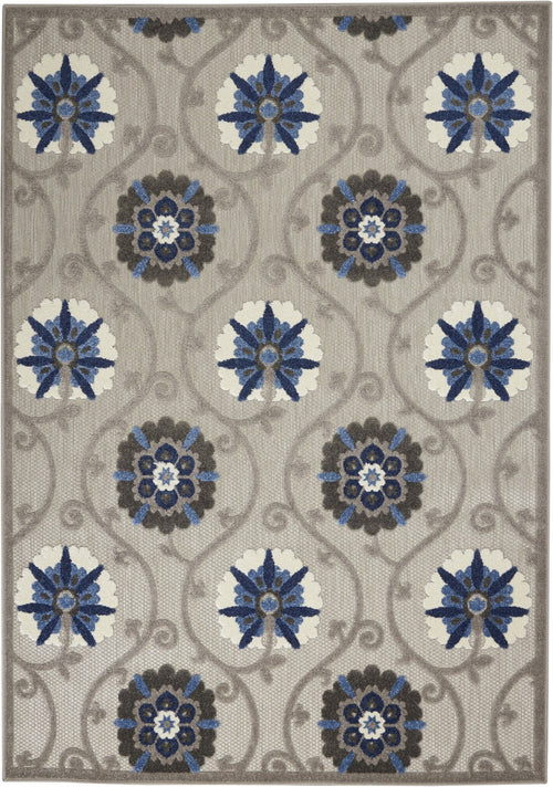 5' X 8' Blue And Gray Indoor Outdoor Area Rug