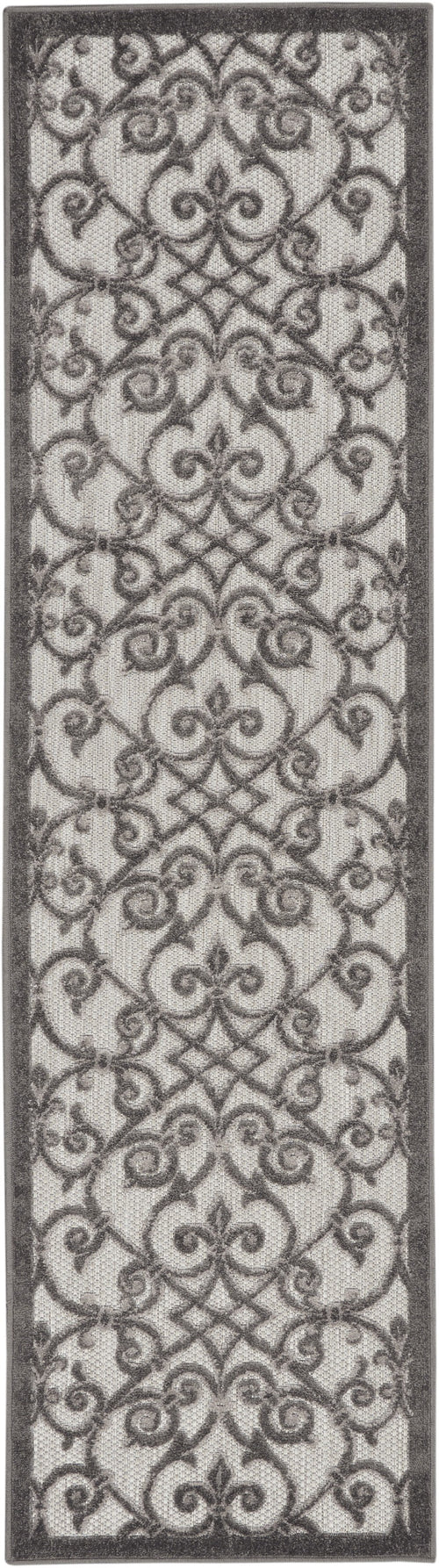 2' X 8' Gray Floral Indoor Outdoor Area Rug