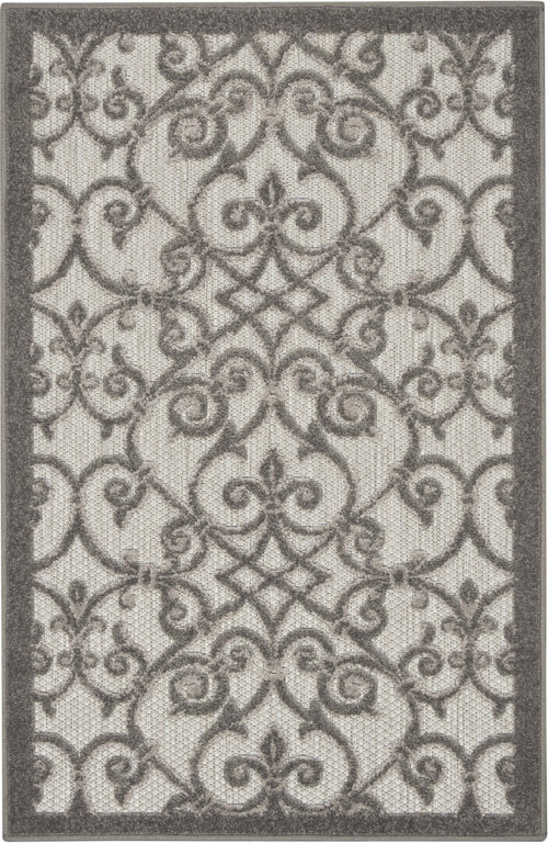 3' X 4' Gray Floral Indoor Outdoor Area Rug