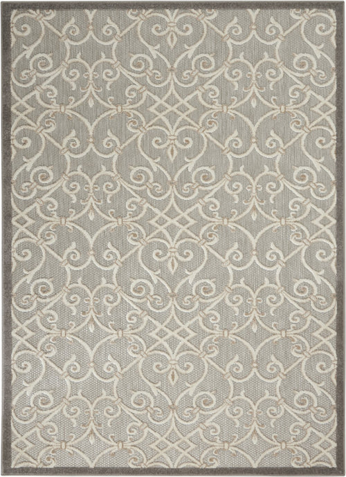 5' X 8' Gray And Ivory Floral Indoor Outdoor Area Rug