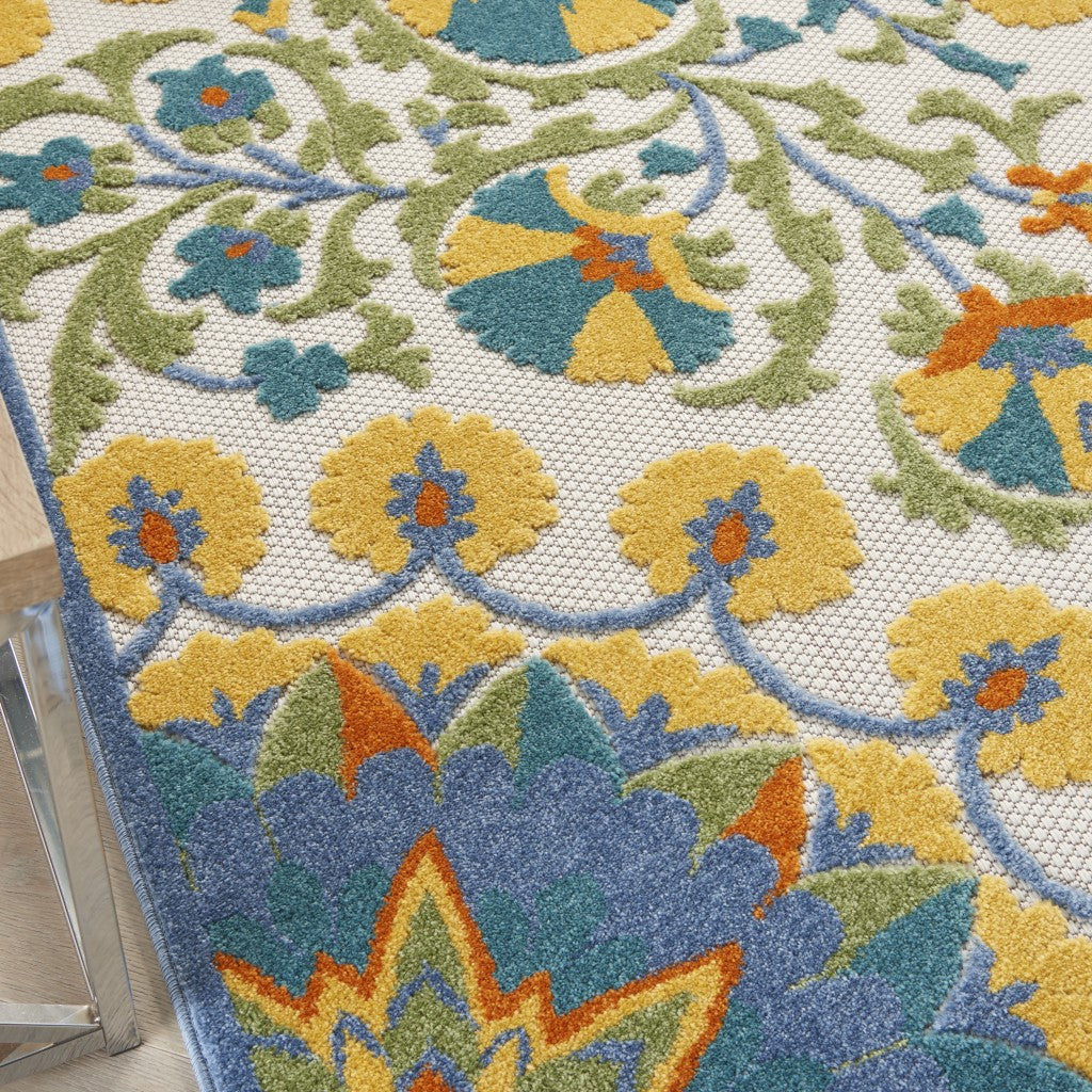 4' X 6' Multicolor Floral Indoor Outdoor Area Rug