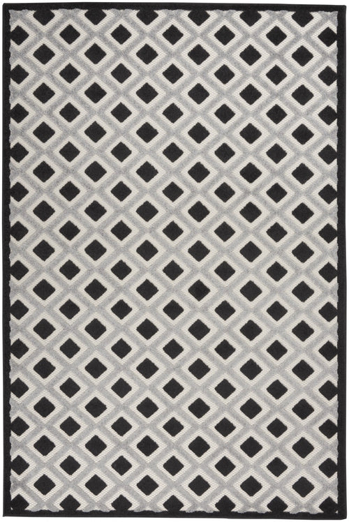 5' X 8' Black And White Geometric Indoor Outdoor Area Rug