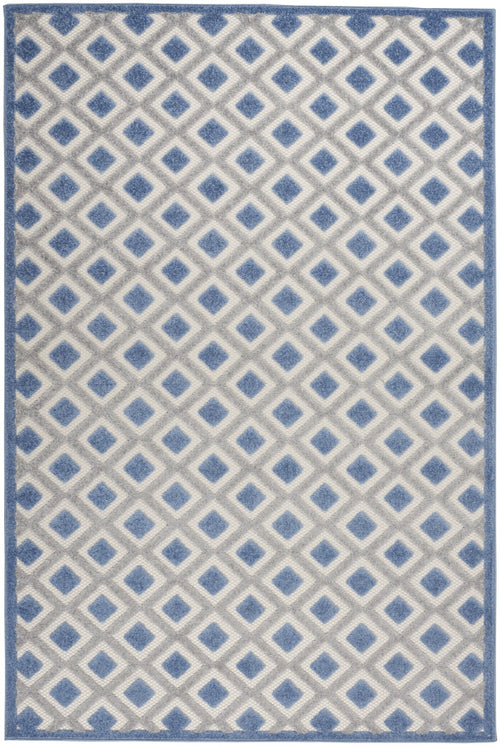 4' X 6' Blue And Gray Geometric Indoor Outdoor Area Rug