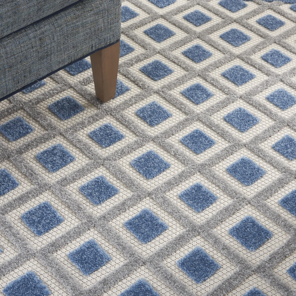 5' X 8' Blue And Gray Geometric Indoor Outdoor Area Rug