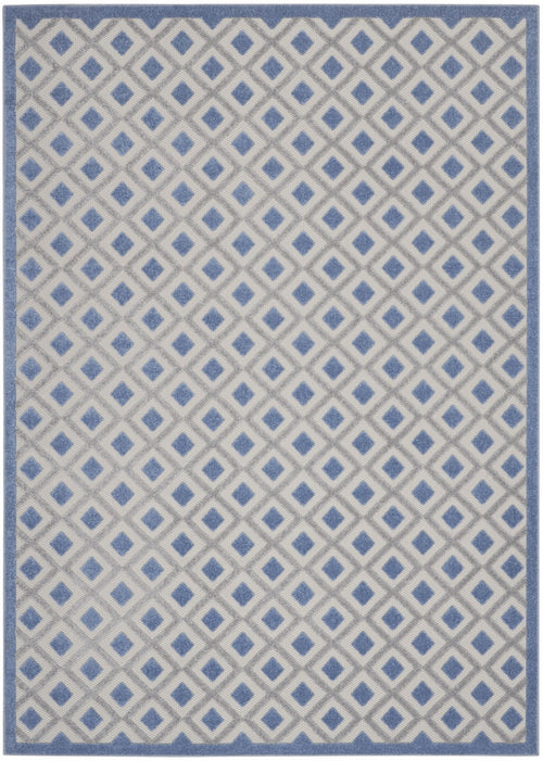 7' X 10' Blue And Gray Geometric Indoor Outdoor Area Rug