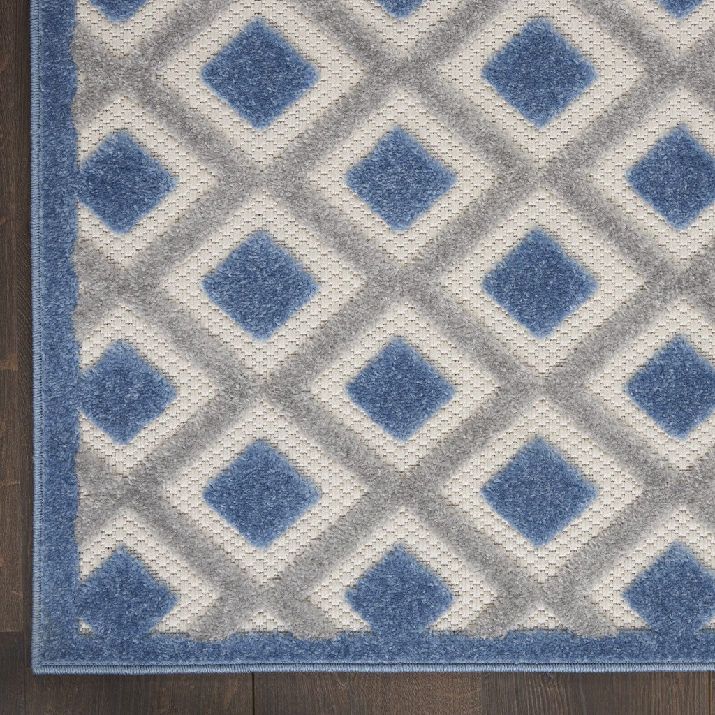 8' X 11' Blue And Gray Geometric Indoor Outdoor Area Rug