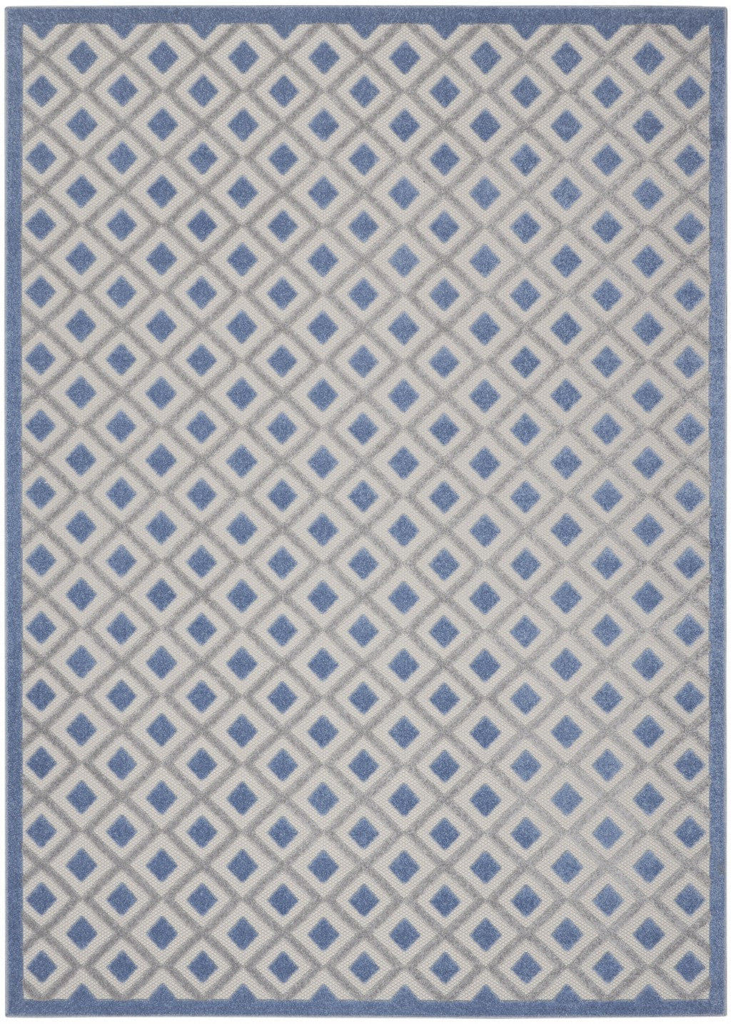 8' X 11' Blue And Gray Geometric Indoor Outdoor Area Rug