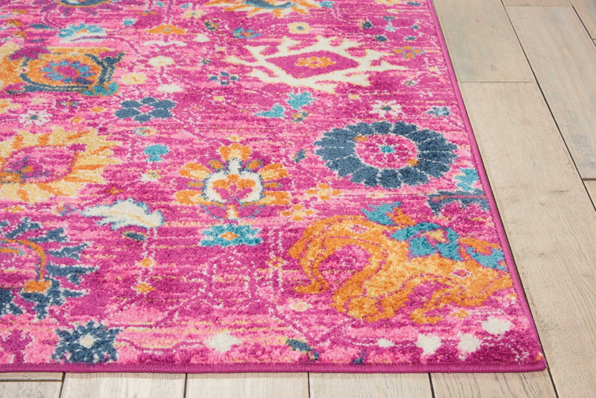 5' X 7' Fuchsia Floral Power Loom Area Rug