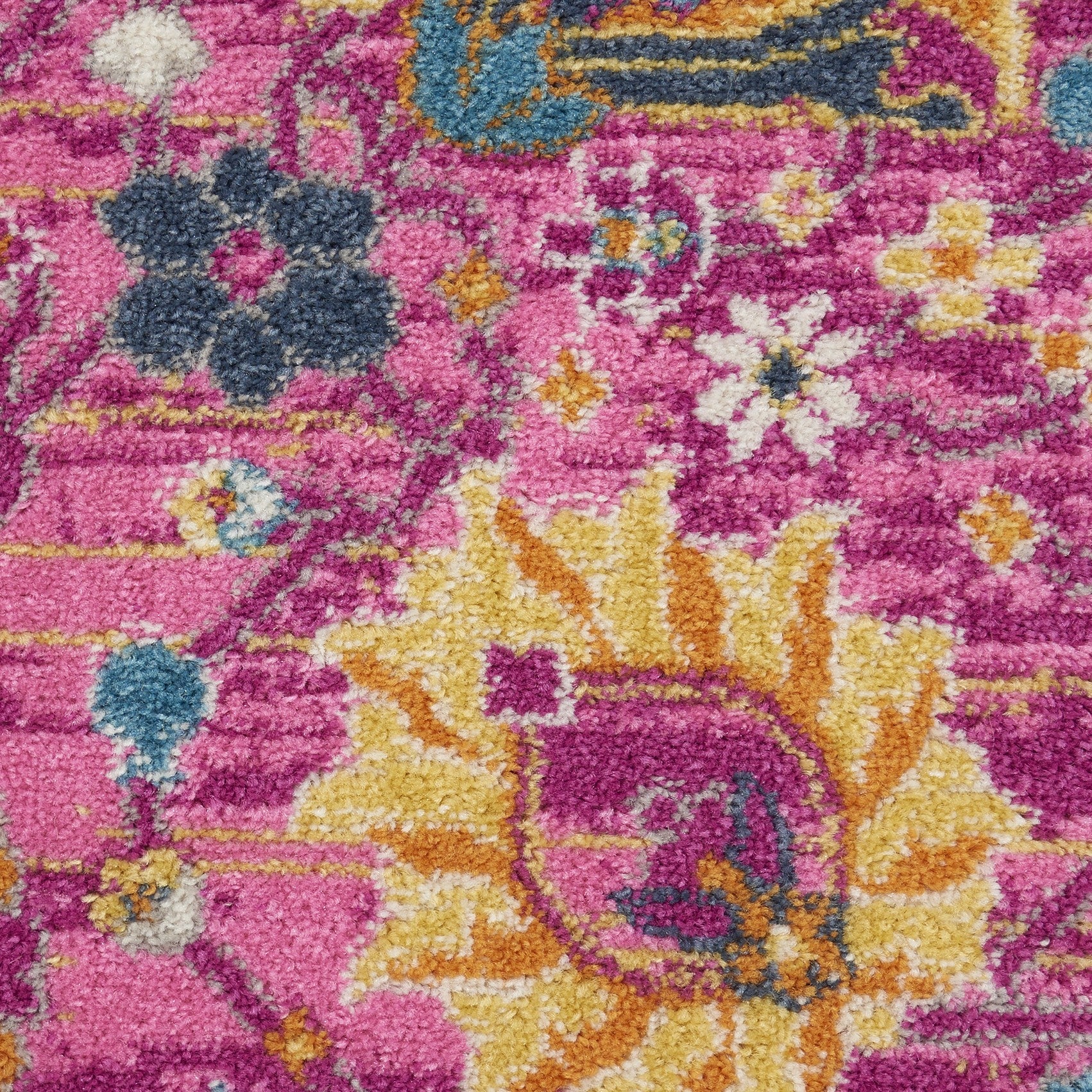 5' Fuchsia Round Floral Power Loom Area Rug