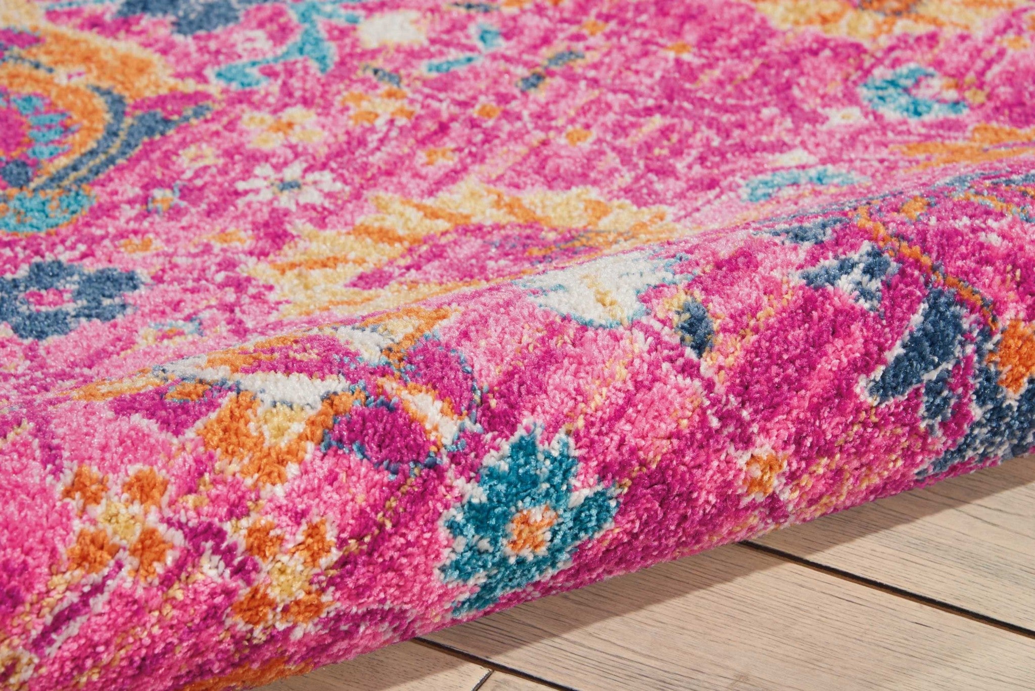 7' X 10' Fuchsia Floral Power Loom Area Rug