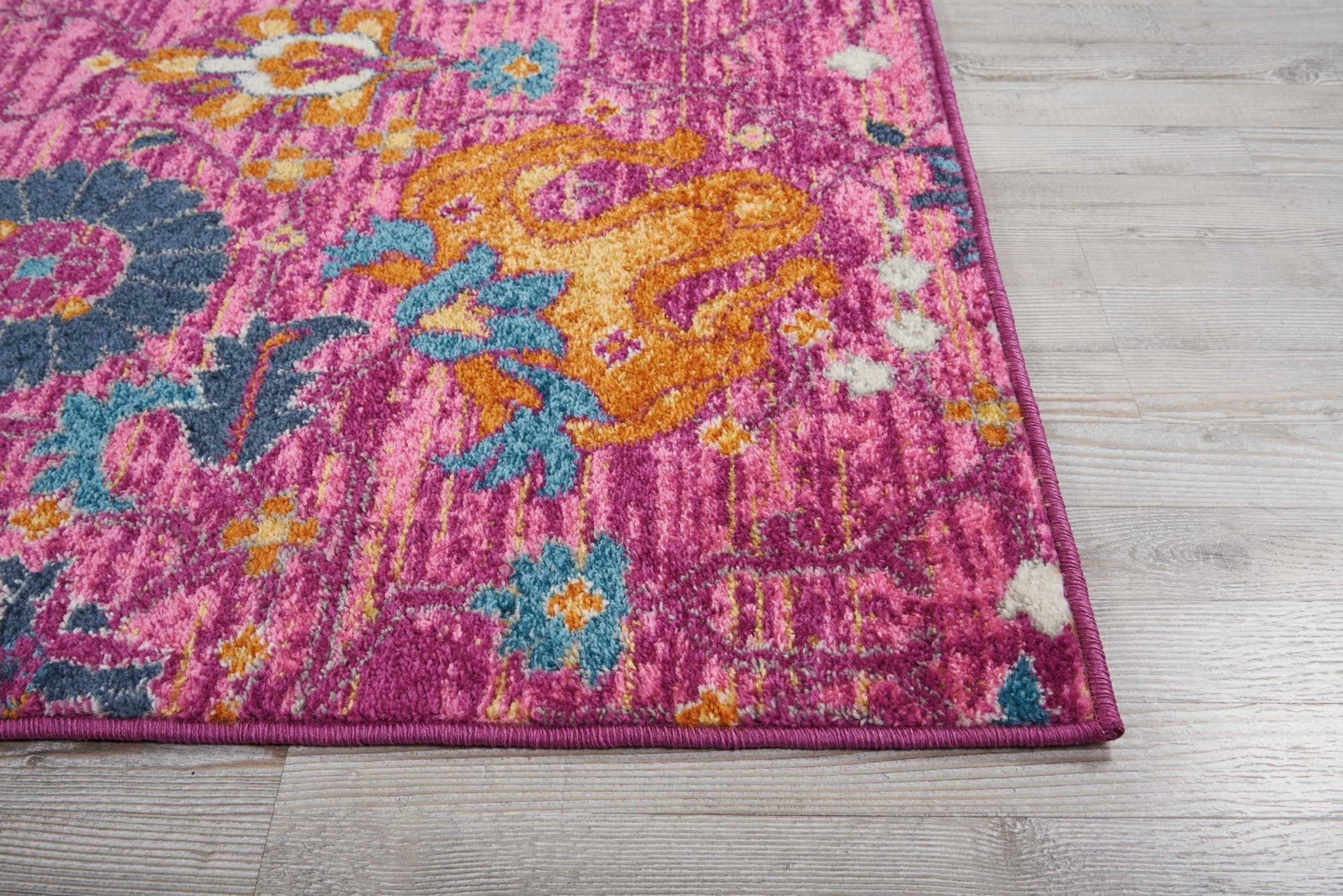 8' X 10' Fuchsia Floral Power Loom Area Rug