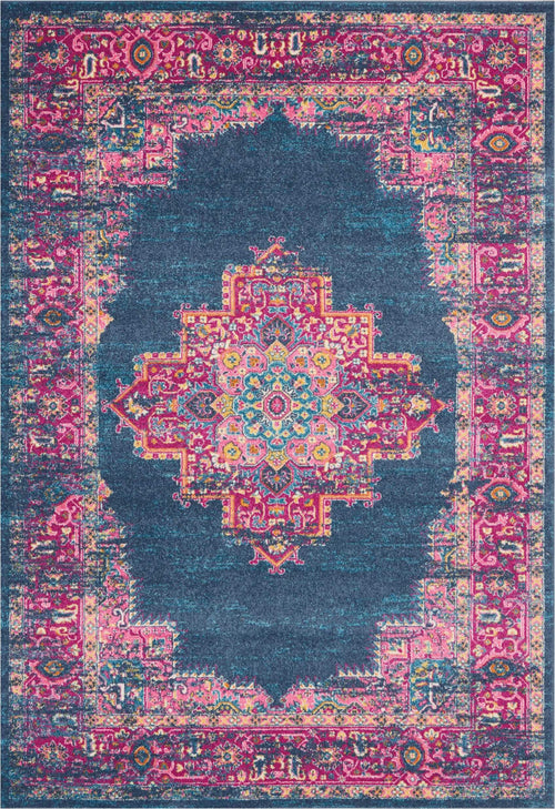 7' X 10' Blue Power Loom Area Rug