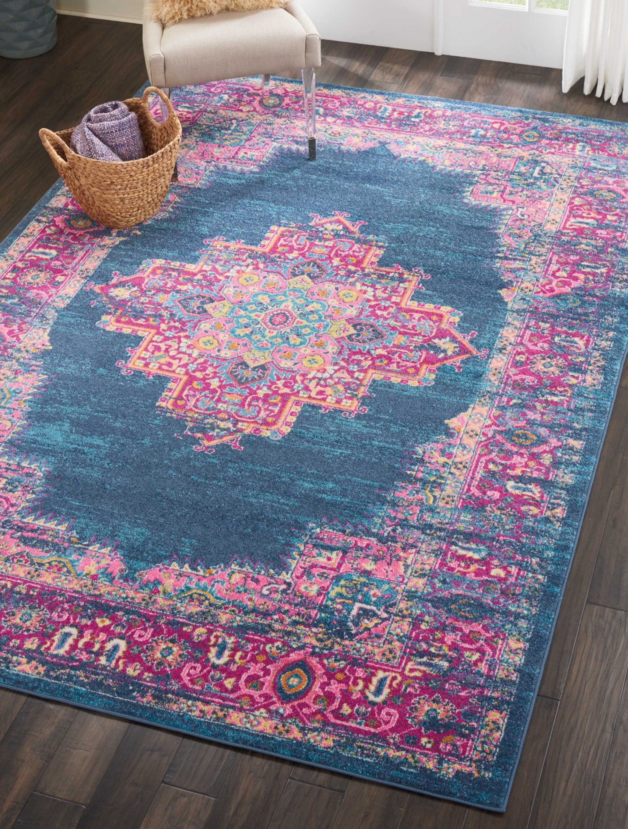 7' X 10' Blue Power Loom Area Rug