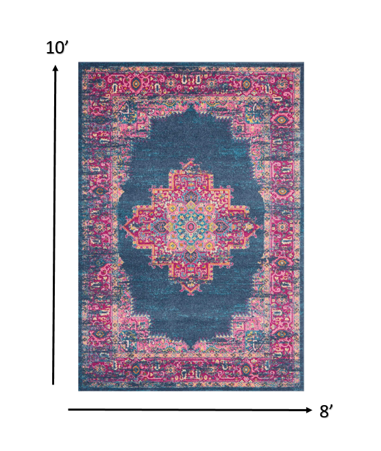 8' X 10' Blue Power Loom Area Rug