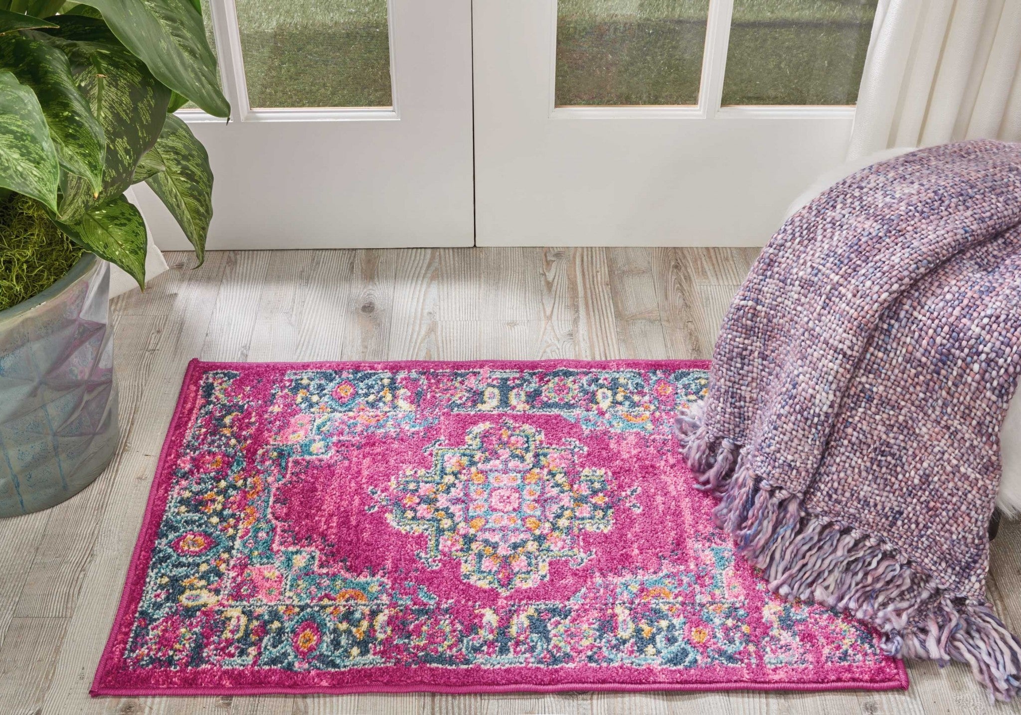 2' X 3' Fuchsia Power Loom Area Rug