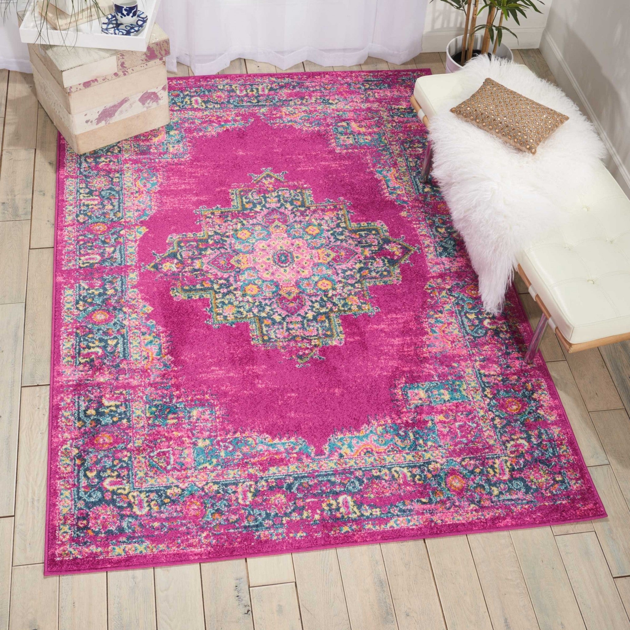 5' X 7' Fuchsia Power Loom Area Rug