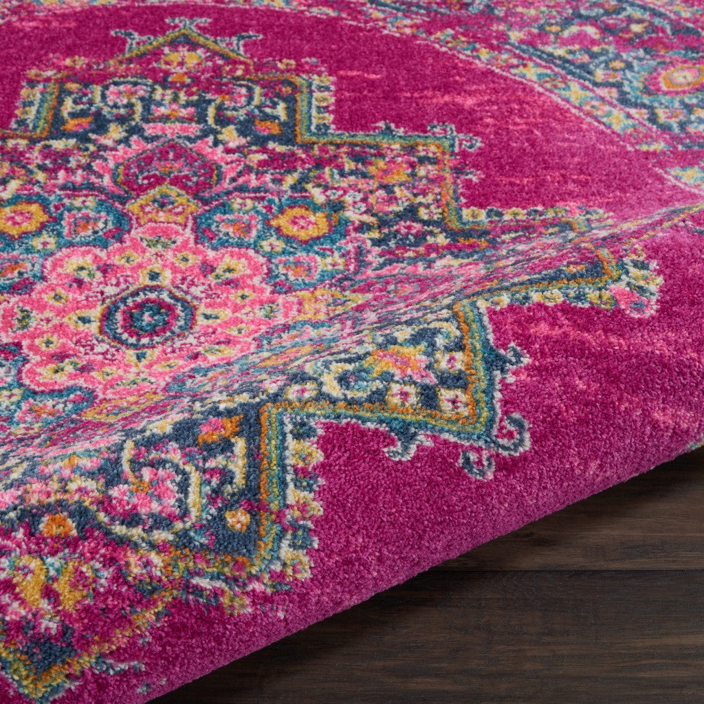 5' Fuchsia Round Power Loom Area Rug