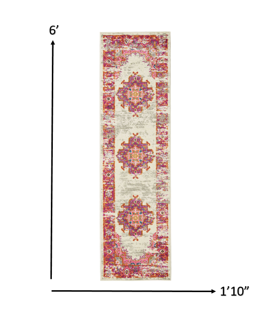 6' Fuchsia Power Loom Runner Rug