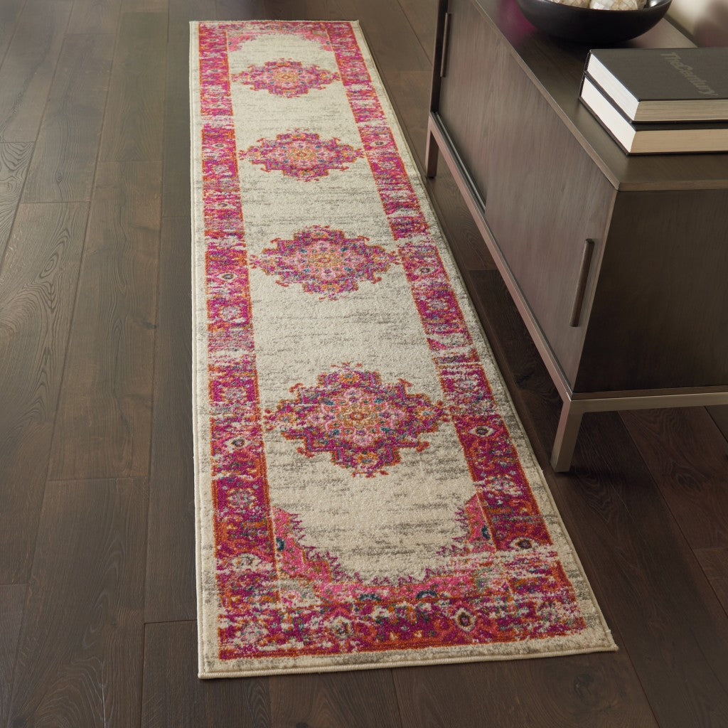 10' Fuchsia Power Loom Runner Rug