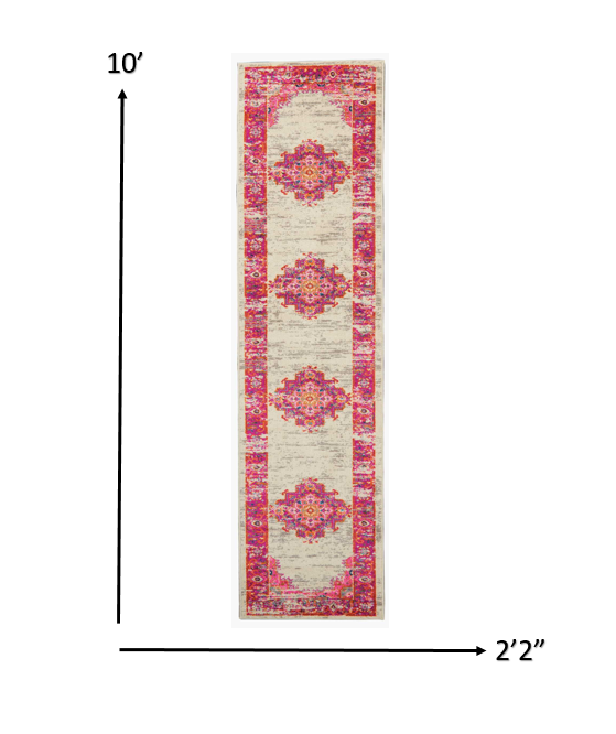 10' Fuchsia Power Loom Runner Rug