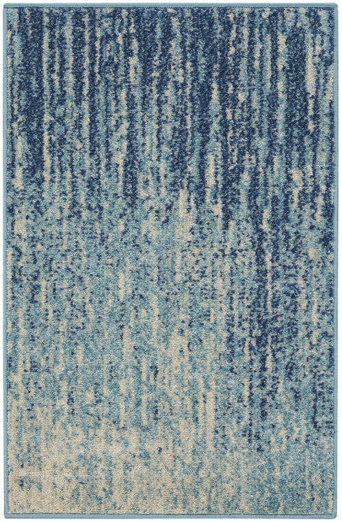 2' X 3' Ivory And Blue Abstract Power Loom Area Rug