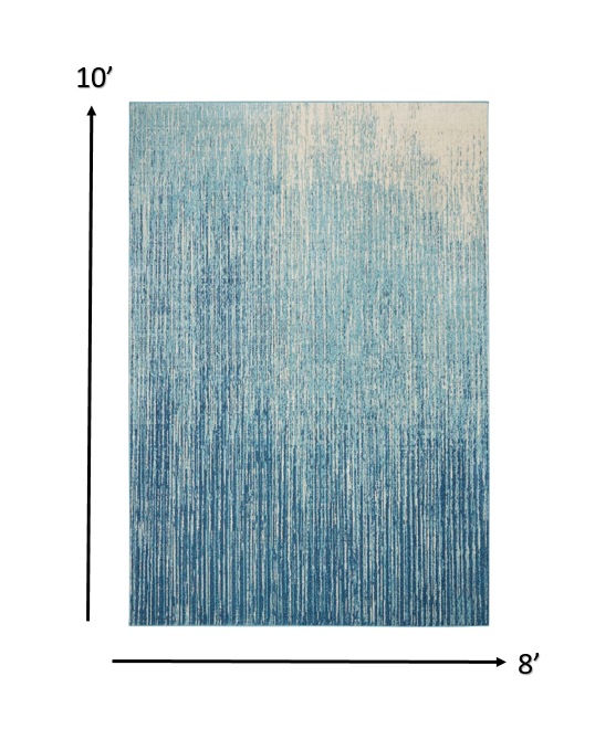 8' X 10' Ivory And Blue Abstract Power Loom Area Rug