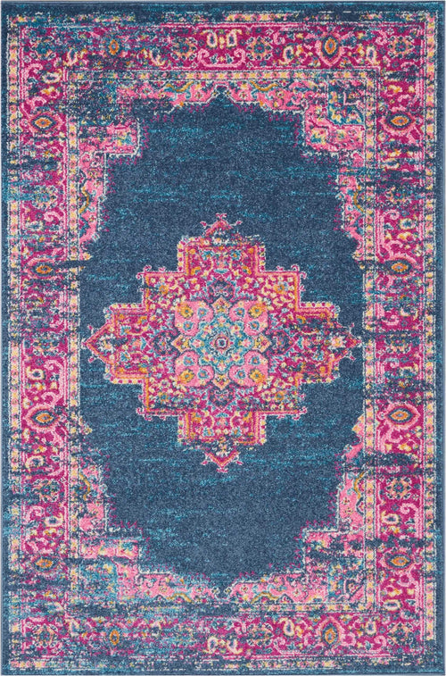 4' X 6' Blue Power Loom Area Rug