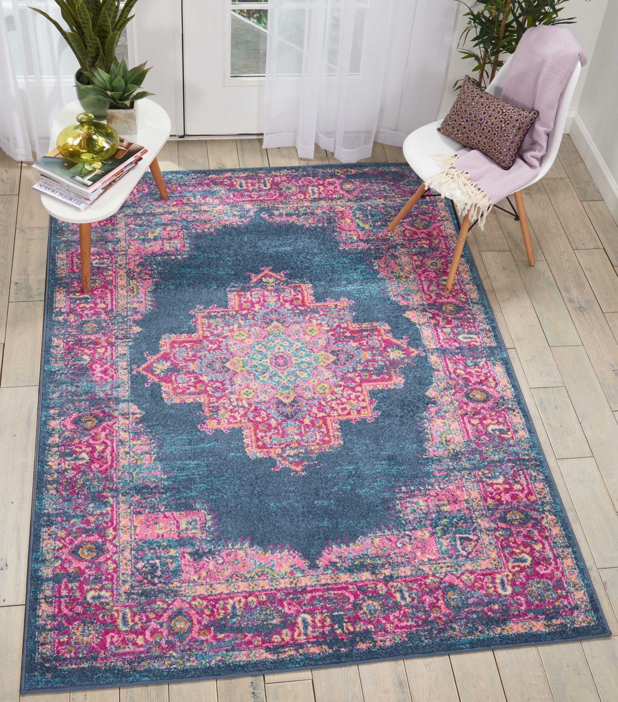 5' X 7' Blue Power Loom Area Rug