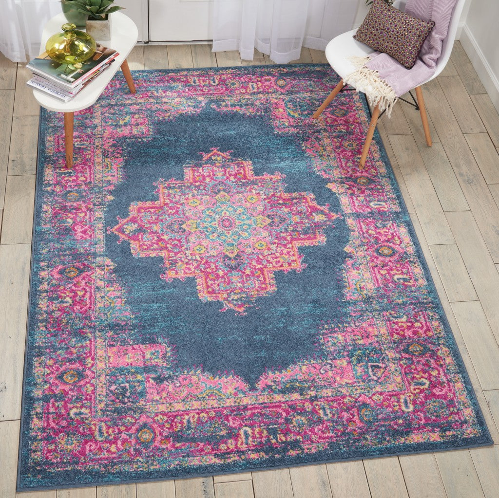 5' X 7' Blue Power Loom Area Rug