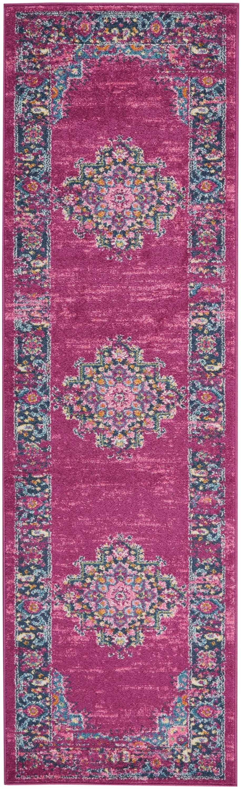 8' Fuchsia Power Loom Runner Rug