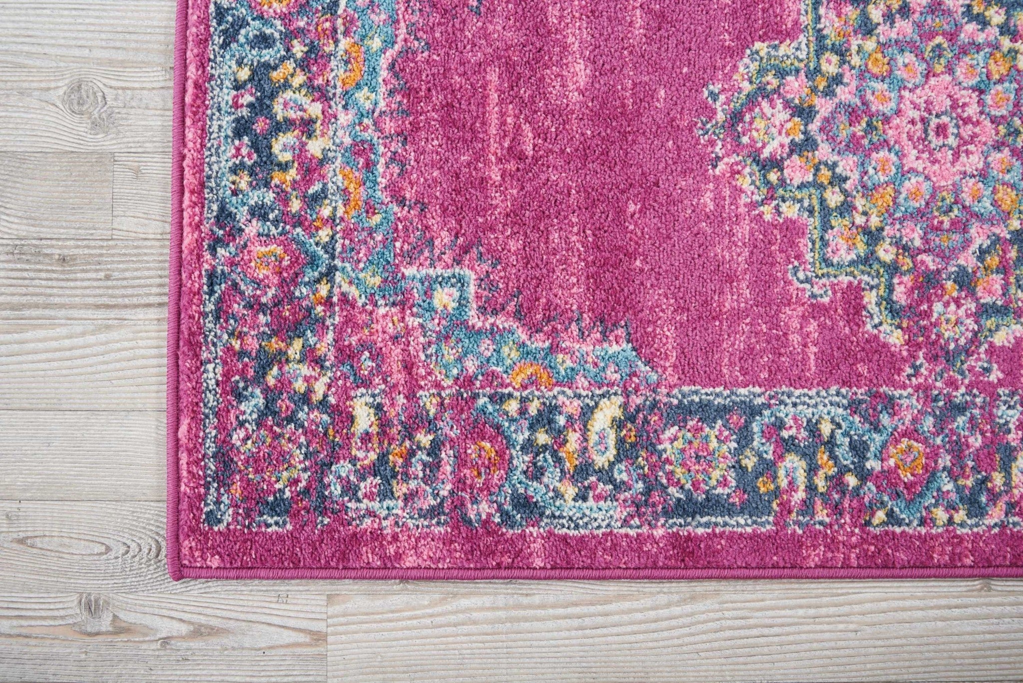 8' Fuchsia Power Loom Runner Rug