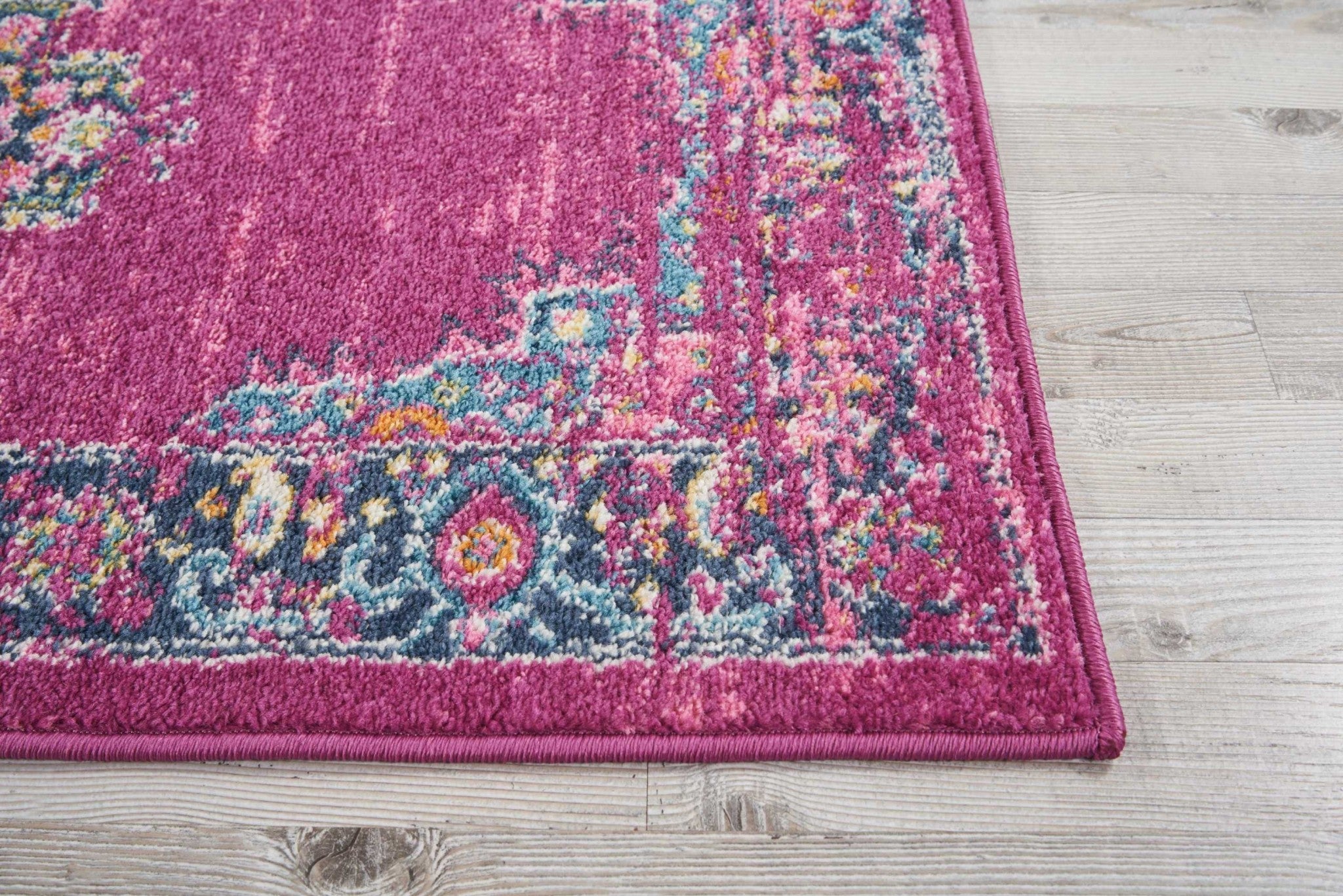 8' Fuchsia Power Loom Runner Rug