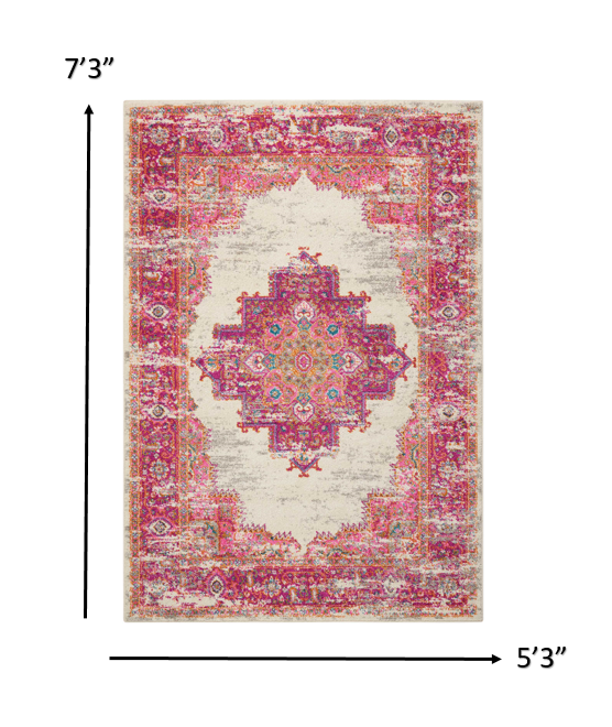 5' X 7' Fuchsia Power Loom Area Rug