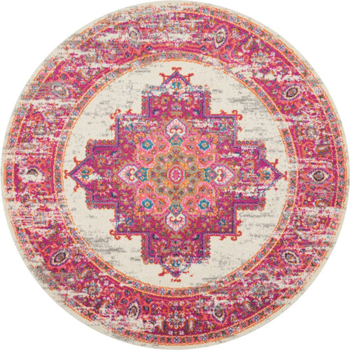 5' Fuchsia Round Power Loom Area Rug