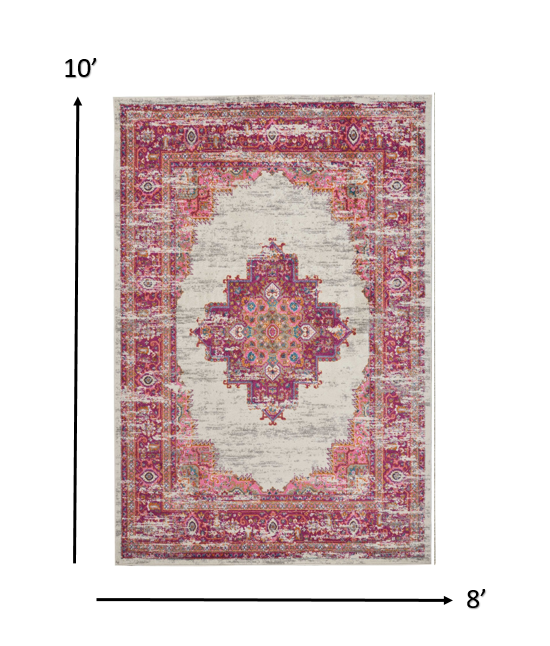 8' X 10' Fuchsia Power Loom Area Rug