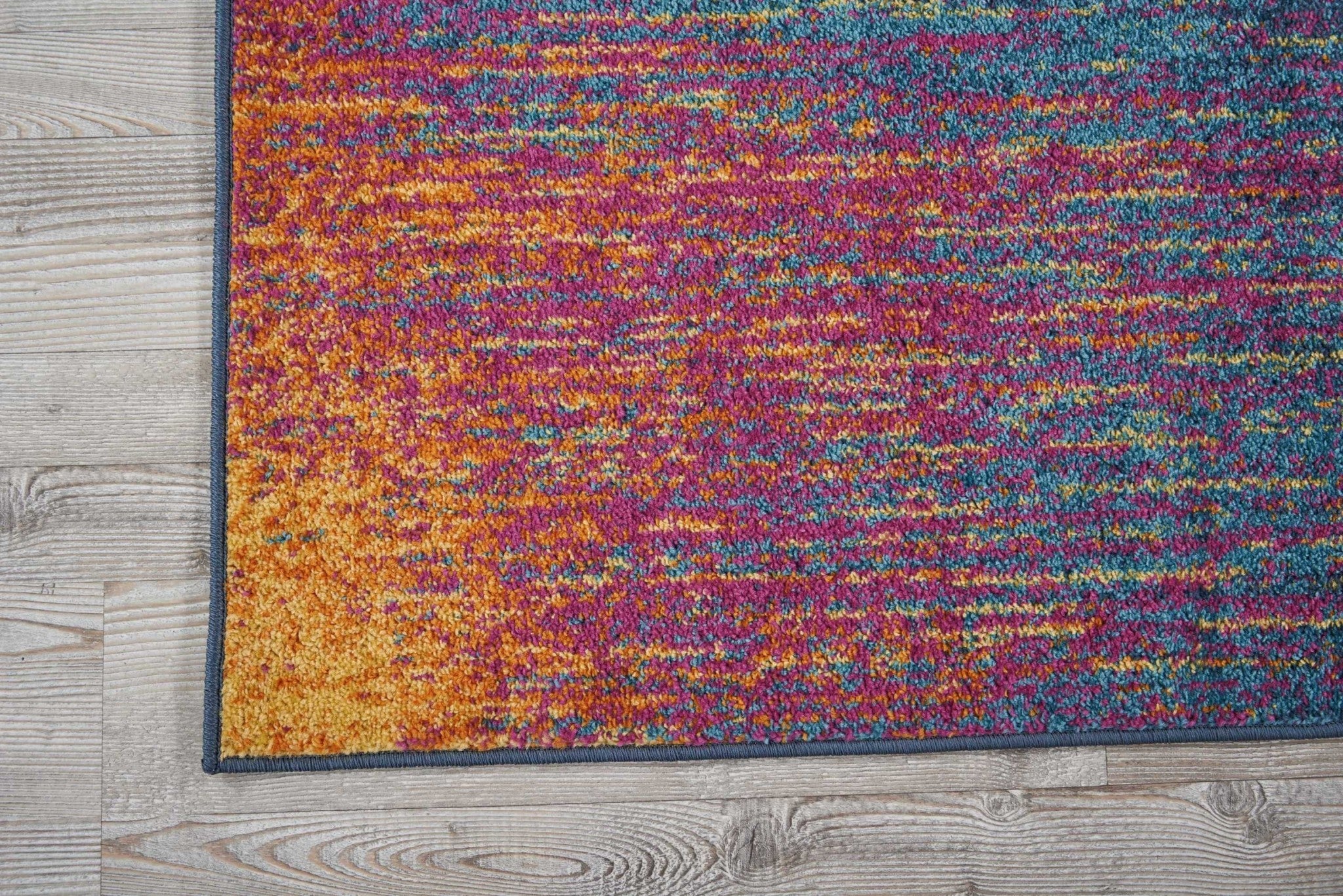 6' Blue And Pink Abstract Power Loom Runner Rug