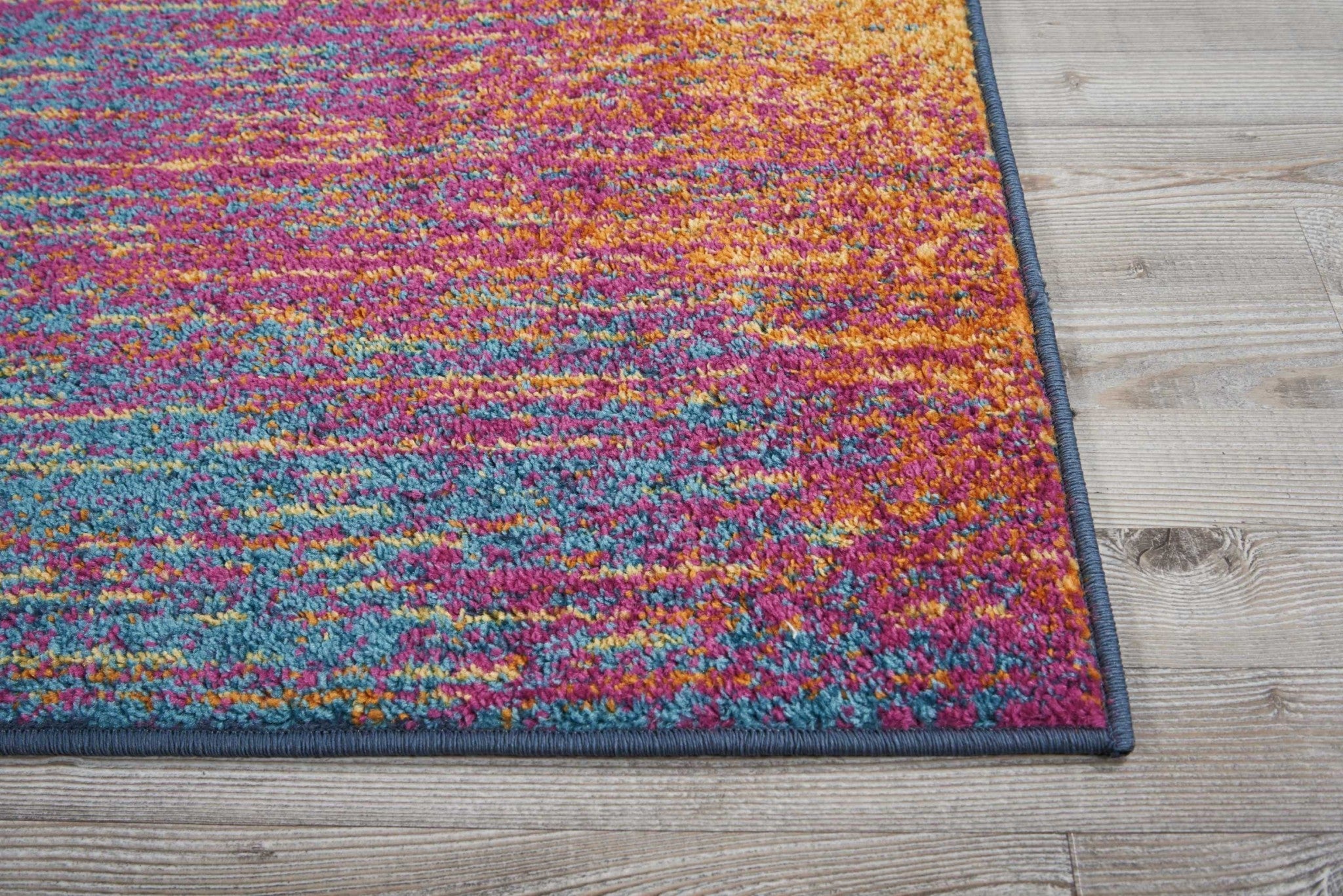 6' Blue And Pink Abstract Power Loom Runner Rug