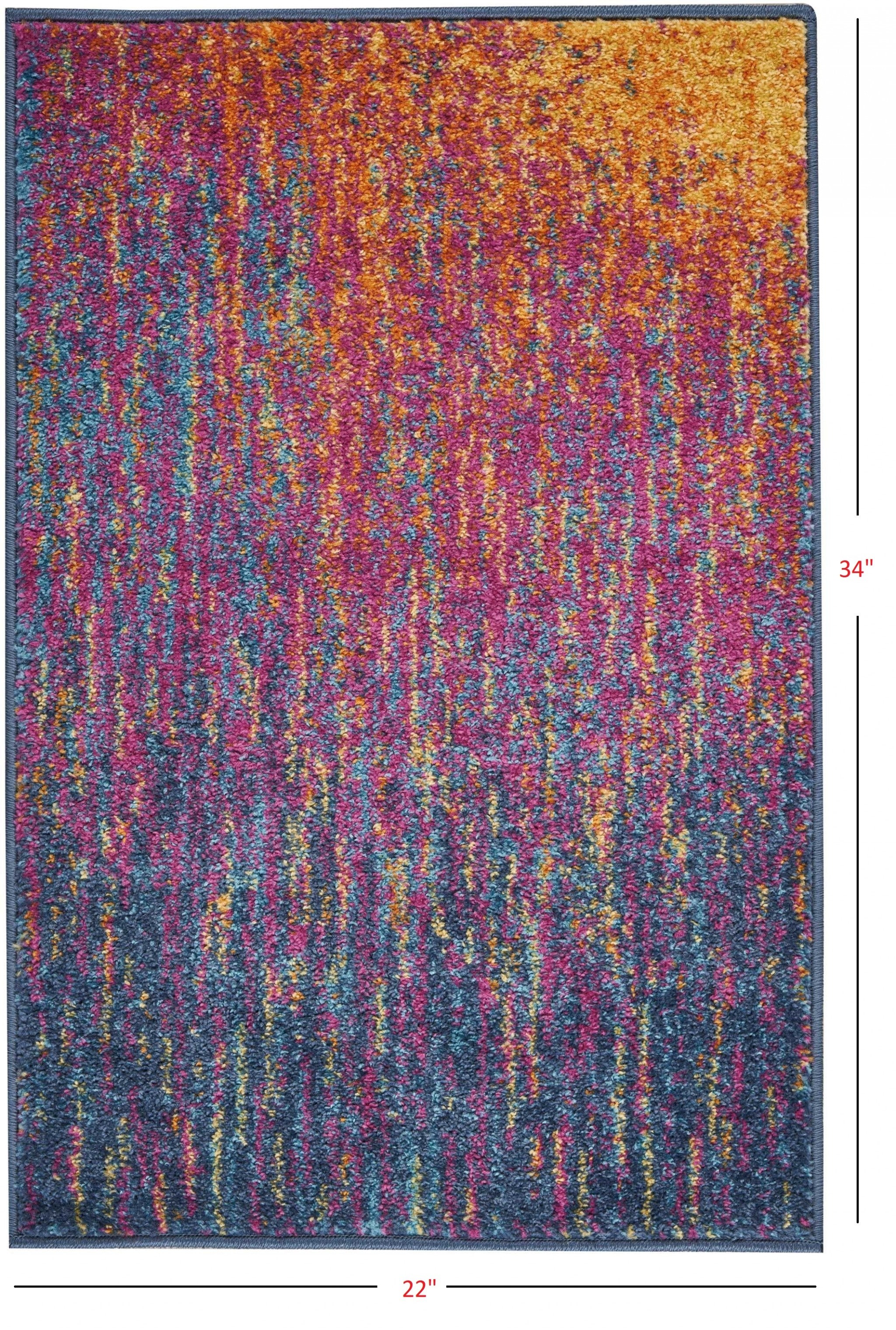 2' X 3' Blue And Pink Abstract Power Loom Area Rug