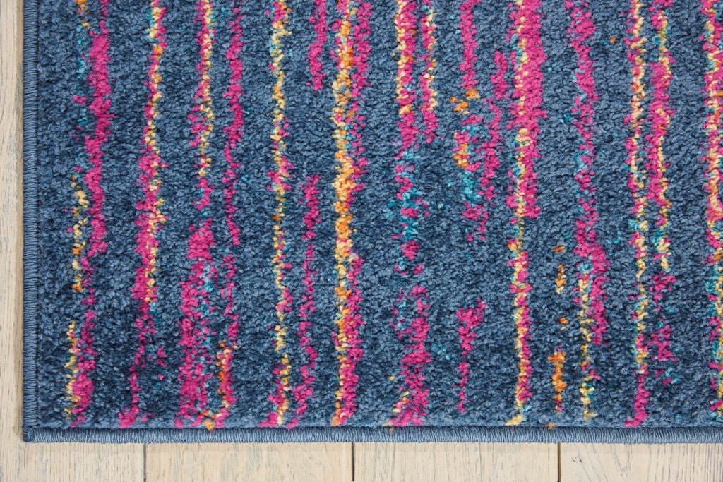 4' X 6' Blue And Pink Abstract Power Loom Area Rug