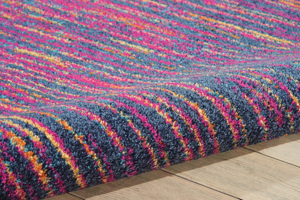 4' X 6' Blue And Pink Abstract Power Loom Area Rug