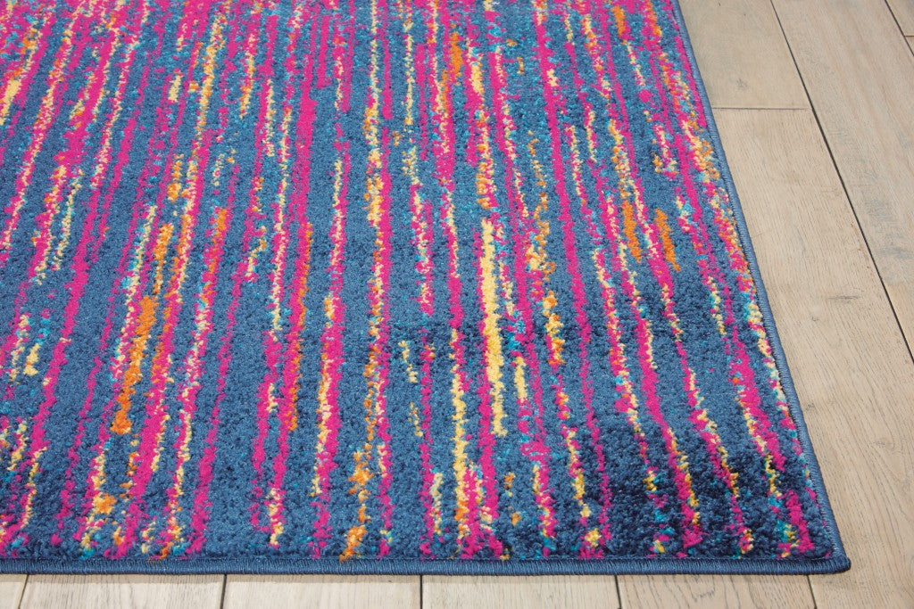 4' X 6' Blue And Pink Abstract Power Loom Area Rug