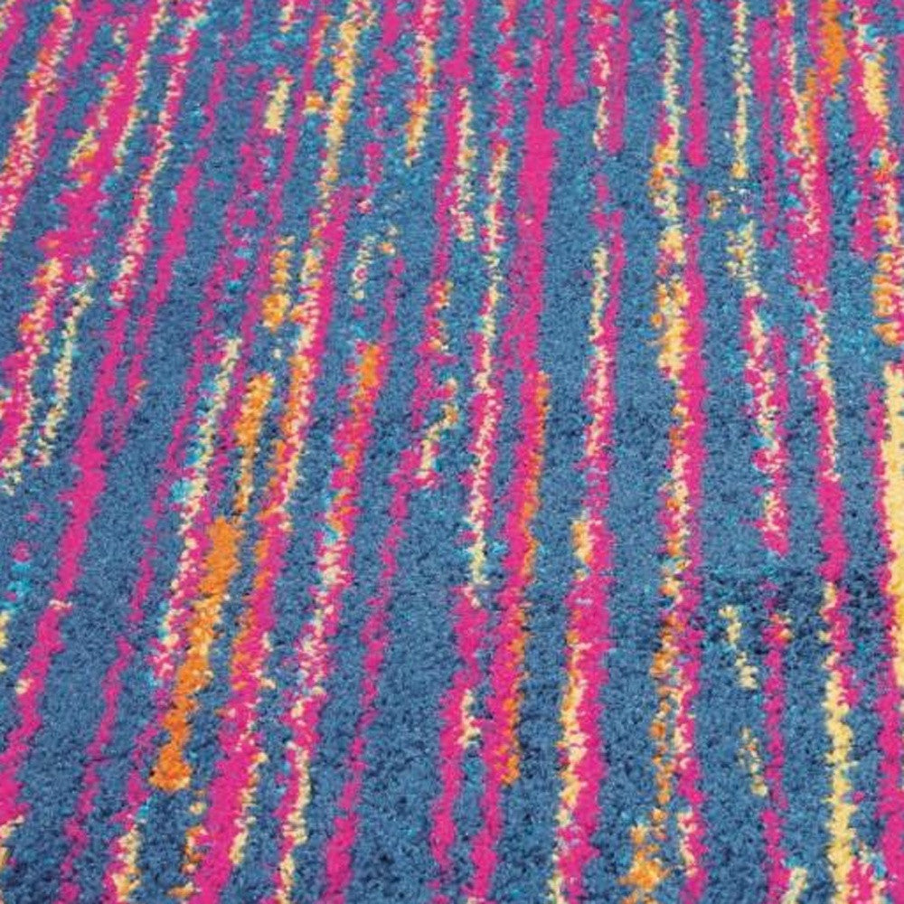 4' X 6' Blue And Pink Abstract Power Loom Area Rug