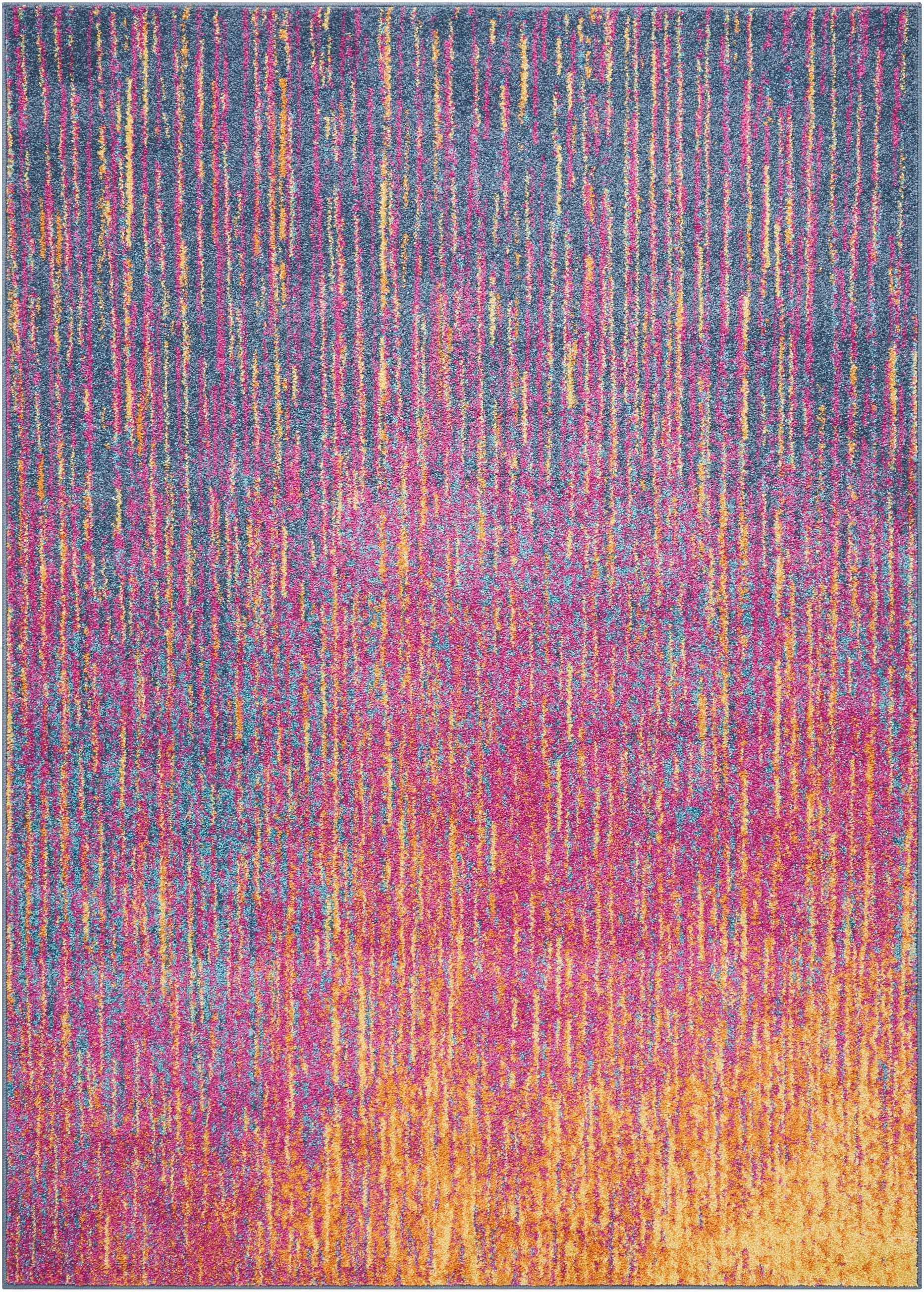 7' X 10' Blue And Pink Abstract Power Loom Area Rug