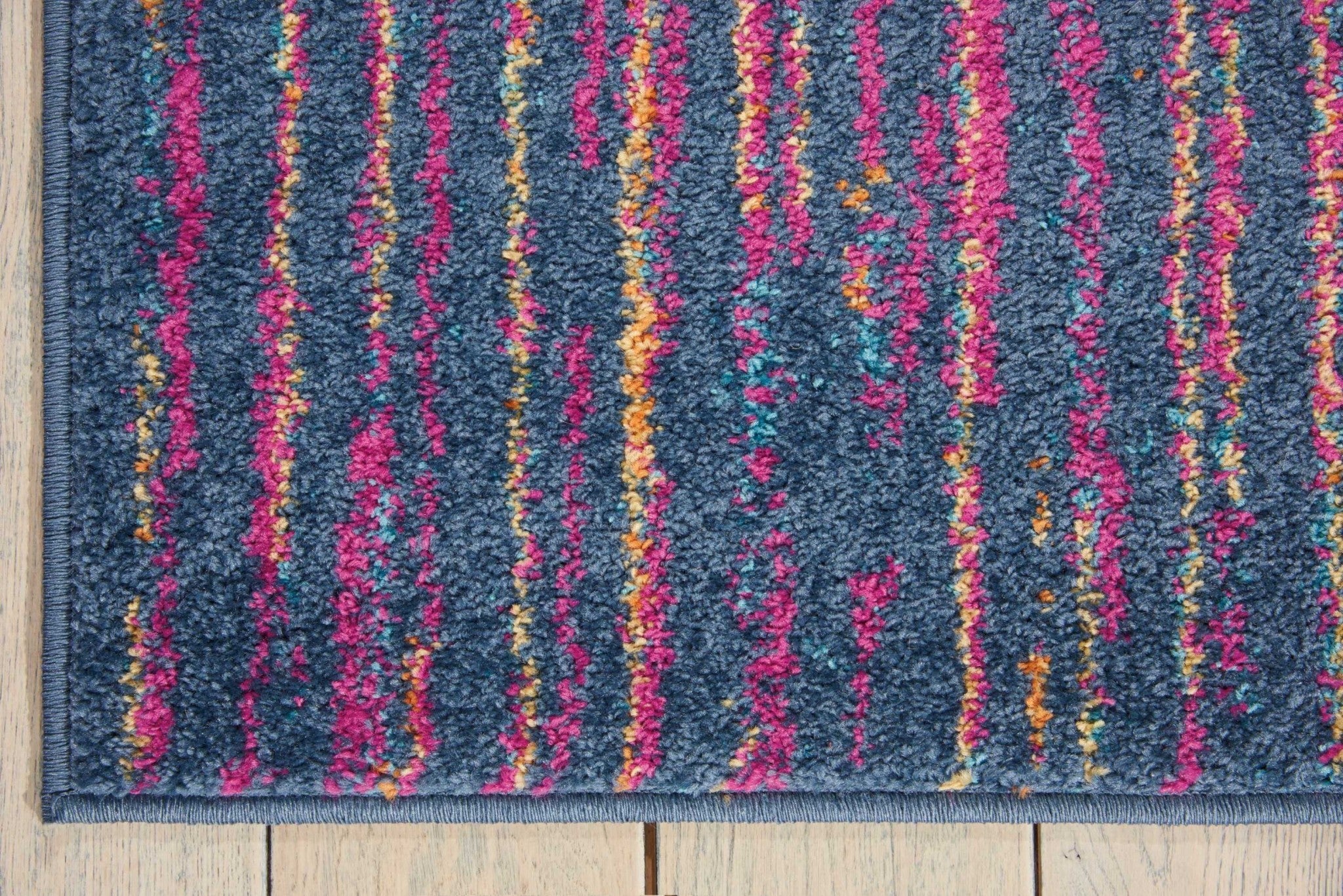 7' X 10' Blue And Pink Abstract Power Loom Area Rug